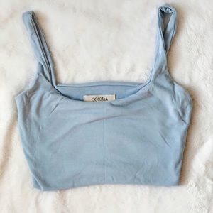 OOTDFASH | Baby Blue Square Neck Crop Top